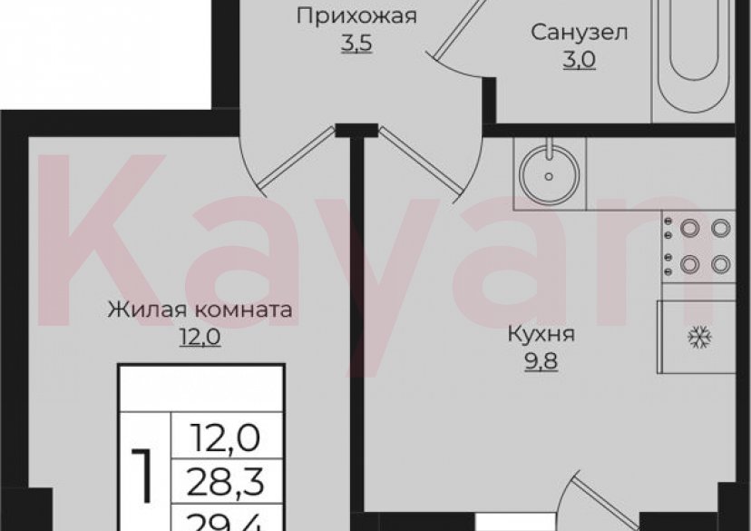 Продажа 1-комн. квартиры, 28.3 кв.м фото 0 Продажа 1-комн. квартиры, 28.3 кв.м фото 0
