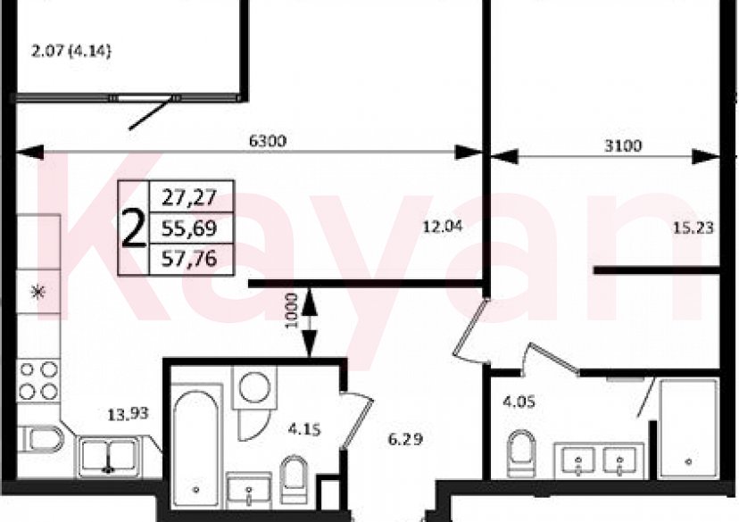 Продажа 2-комн. квартиры, 55.69 кв.м фото 0 Продажа 2-комн. квартиры, 55.69 кв.м фото 0