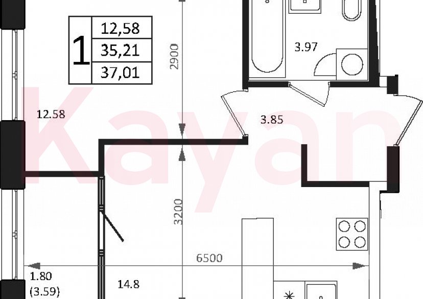 Продажа 2-комн. квартиры, 35.21 кв.м фото 0