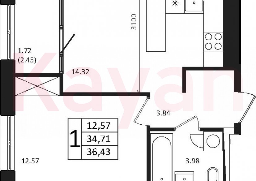 Продажа 2-комн. квартиры, 34.71 кв.м фото 0 Продажа 2-комн. квартиры, 34.71 кв.м фото 0