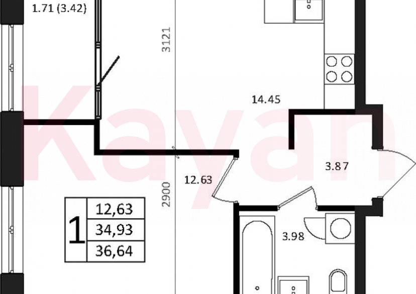 Продажа 2-комн. квартиры, 34.93 кв.м фото 0 Продажа 2-комн. квартиры, 34.93 кв.м фото 0