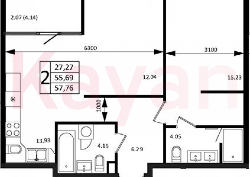 Продажа 2-комн. квартиры, 55.69 кв.м фото 0 Продажа 2-комн. квартиры, 55.69 кв.м фото 0