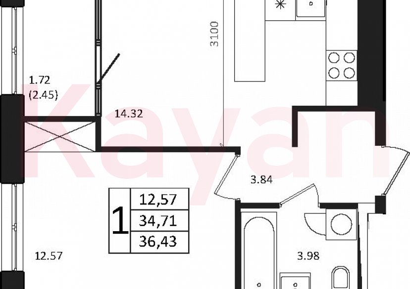 Продажа 2-комн. квартиры, 34.71 кв.м фото 0 Продажа 2-комн. квартиры, 34.71 кв.м фото 0