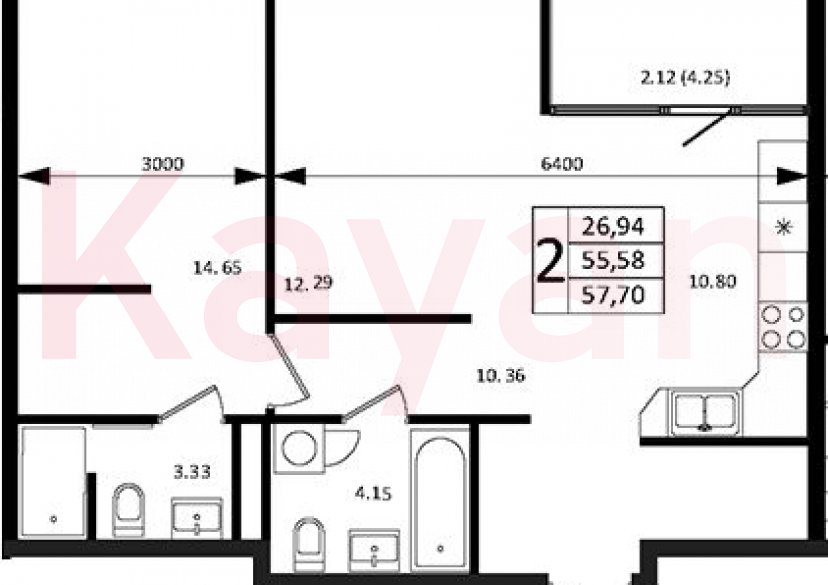 Продажа 2-комн. квартиры, 55.58 кв.м фото 0 Продажа 2-комн. квартиры, 55.58 кв.м фото 0