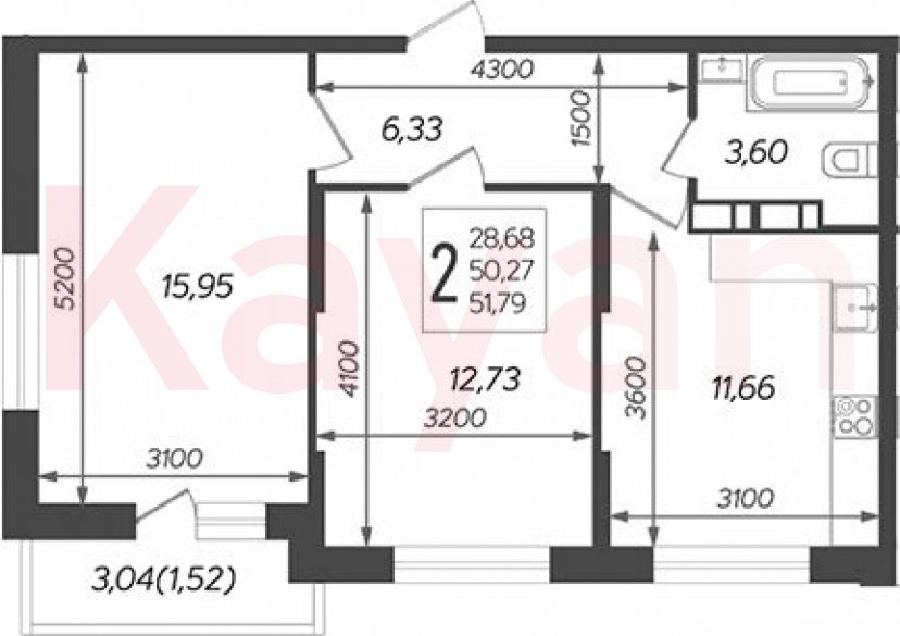 Продажа 2-комн. квартиры, 50.27 кв.м фото 0