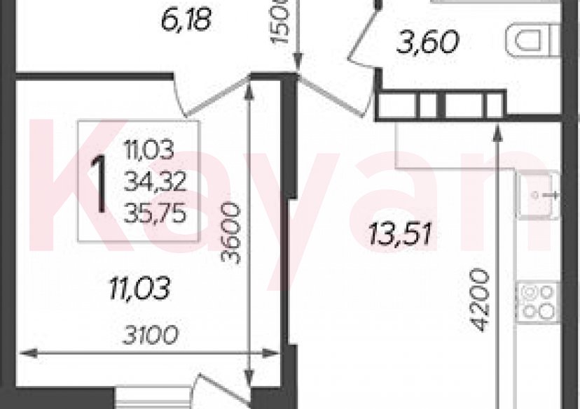 Продажа 1-комн. квартиры, 34.32 кв.м фото 0