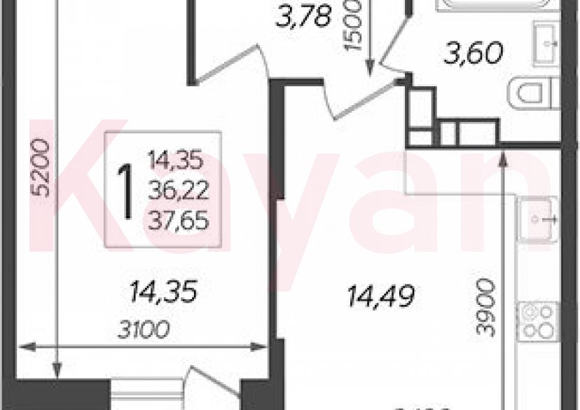 Продажа 1-комн. квартиры, 36.22 кв.м фото 0 Продажа 1-комн. квартиры, 36.22 кв.м фото 0