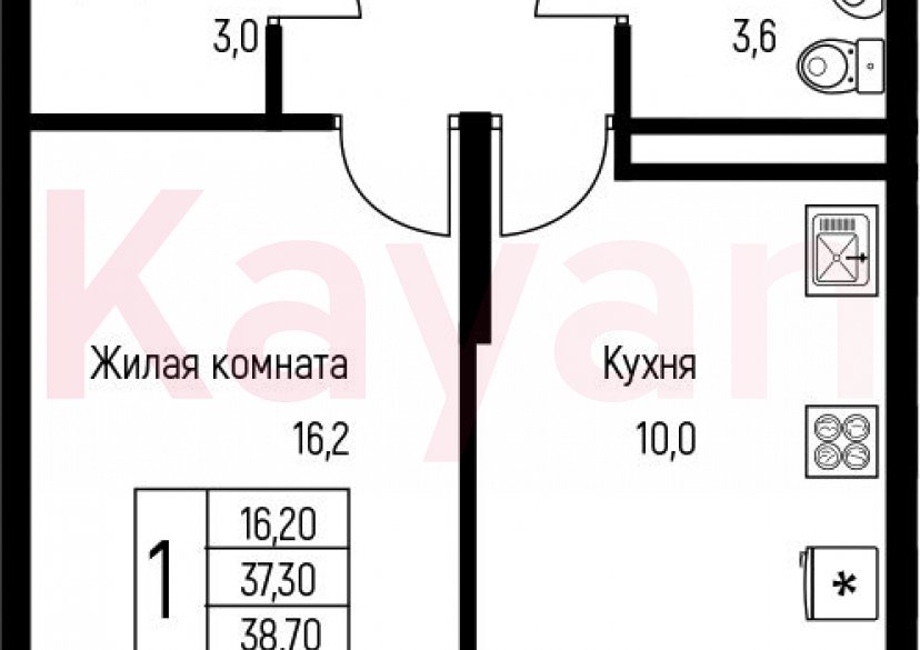 Продажа 1-комн. квартиры, 39.1 кв.м фото 0