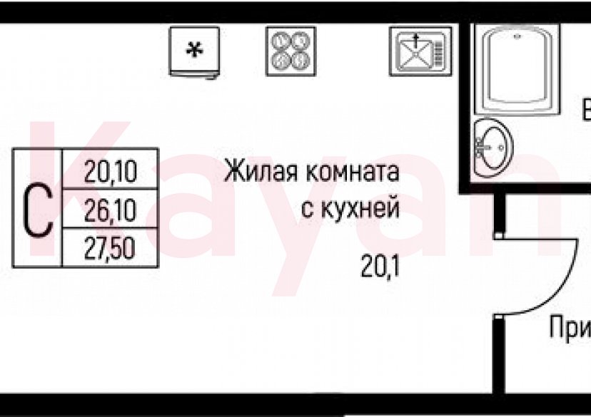 Продажа студии, 28 кв.м фото 0 Продажа студии, 28 кв.м фото 0
