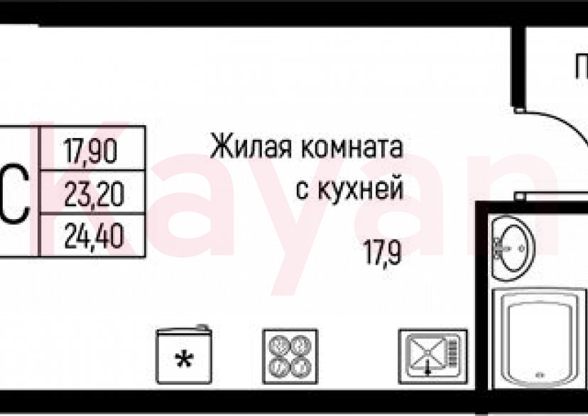 Продажа студии, 24.9 кв.м фото 0 Продажа студии, 24.9 кв.м фото 0