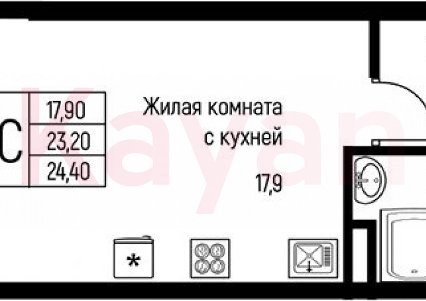 Продажа студии, 24.7 кв.м фото 0 Продажа студии, 24.7 кв.м фото 0