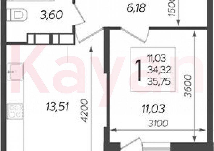 Продажа 1-комн. квартиры, 34.32 кв.м фото 0