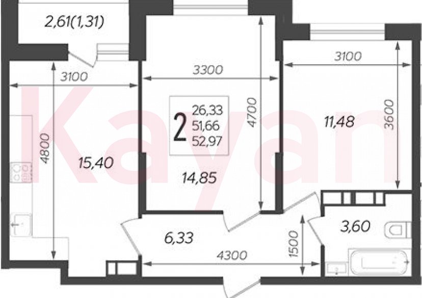 Продажа 3-комн. квартиры, 51.66 кв.м фото 0
