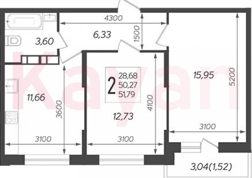 Продажа 2-комн. квартиры, 50.27 кв.м фото 0