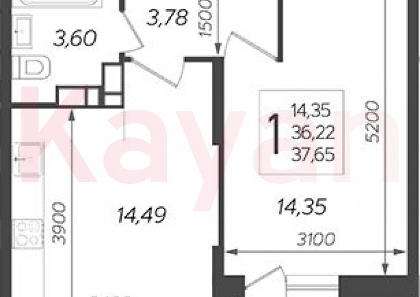 Продажа 1-комн. квартиры, 36.22 кв.м фото 0