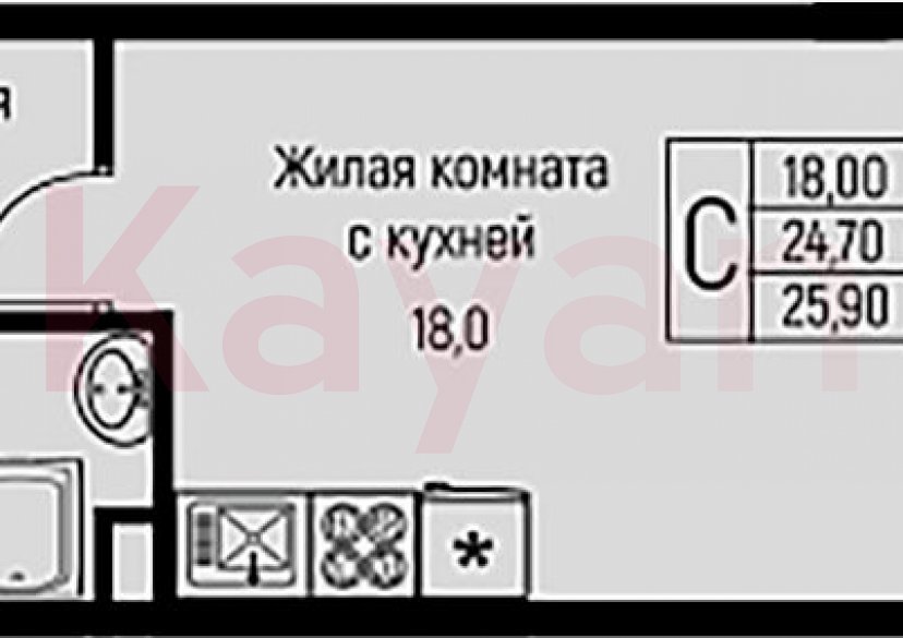 Продажа студии, 24.7 кв.м фото 0 Продажа студии, 24.7 кв.м фото 0