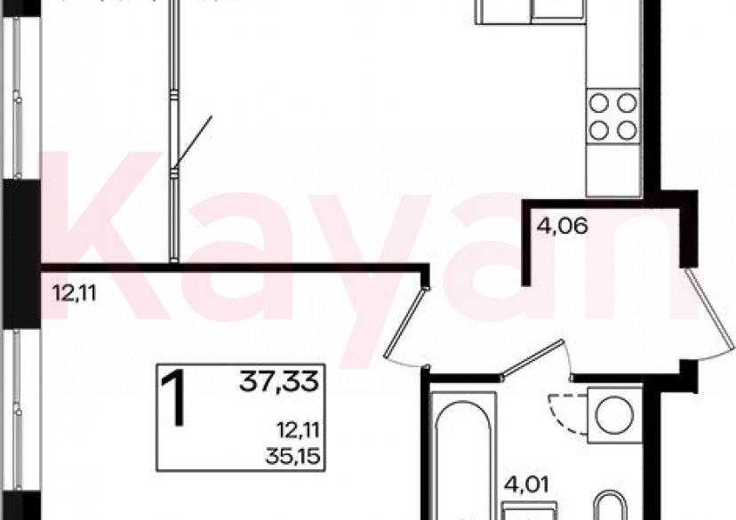 Продажа 2-комн. квартиры, 35.15 кв.м фото 0