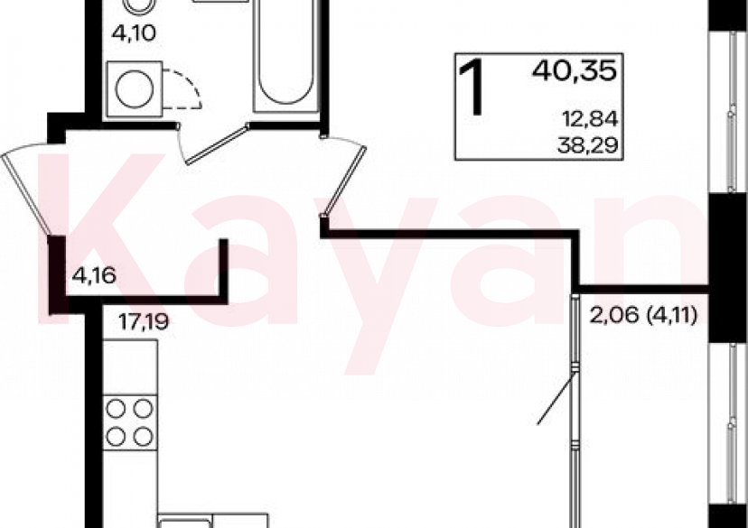 Продажа 2-комн. квартиры, 38.29 кв.м фото 0