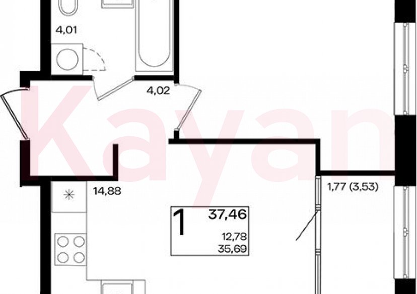 Продажа 2-комн. квартиры, 35.69 кв.м фото 0 Продажа 2-комн. квартиры, 35.69 кв.м фото 0