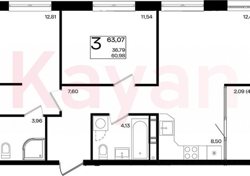 Продажа 3-комн. квартиры, 60.98 кв.м фото 0 Продажа 3-комн. квартиры, 60.98 кв.м фото 0