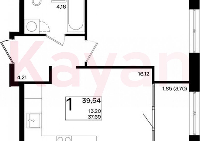 Продажа 2-комн. квартиры, 37.69 кв.м фото 0