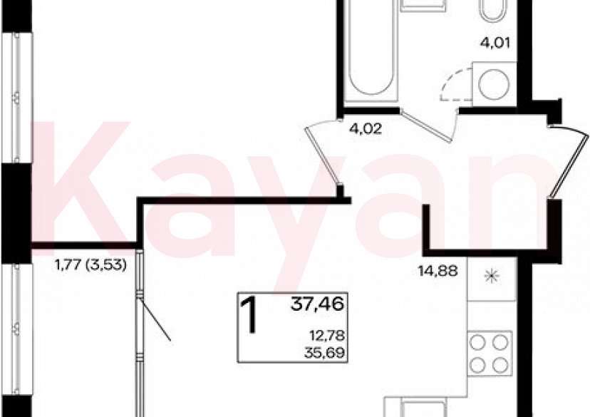 Продажа 2-комн. квартиры, 35.69 кв.м фото 0 Продажа 2-комн. квартиры, 35.69 кв.м фото 0
