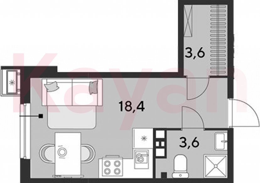 Продажа студии, 25.6 кв.м фото 0
