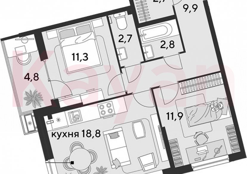 Продажа 3-комн. квартиры, 60.1 кв.м фото 0 Продажа 3-комн. квартиры, 60.1 кв.м фото 0