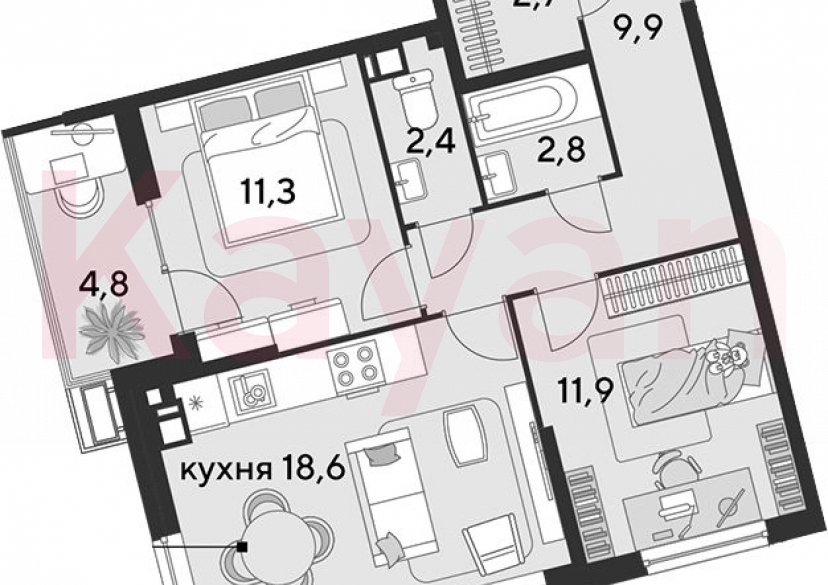 Продажа 3-комн. квартиры, 59.6 кв.м фото 0 Продажа 3-комн. квартиры, 59.6 кв.м фото 0