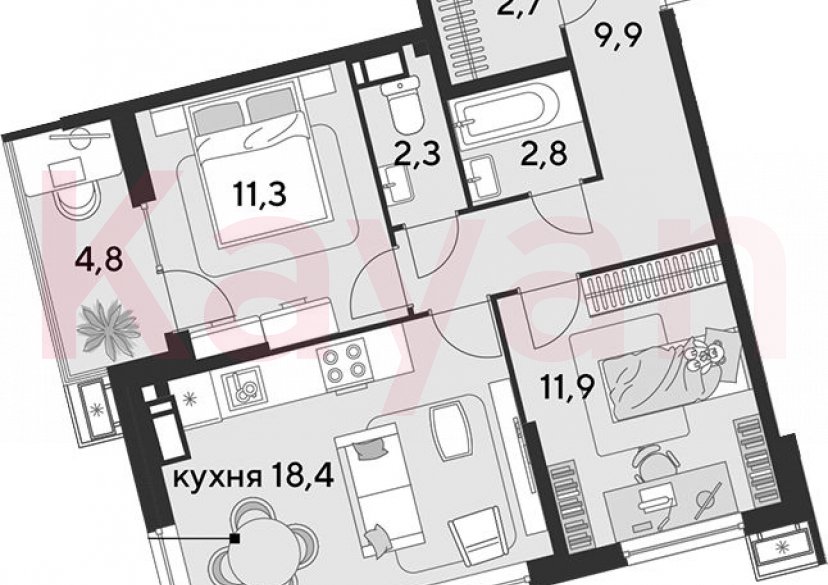 Продажа 3-комн. квартиры, 59.3 кв.м фото 0 Продажа 3-комн. квартиры, 59.3 кв.м фото 0