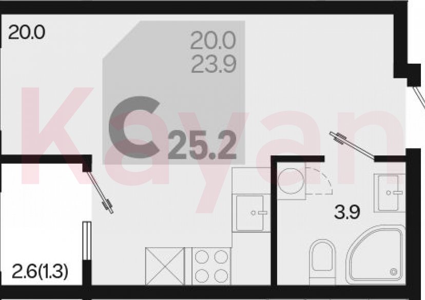 Продажа студии, 23.9 кв.м фото 0