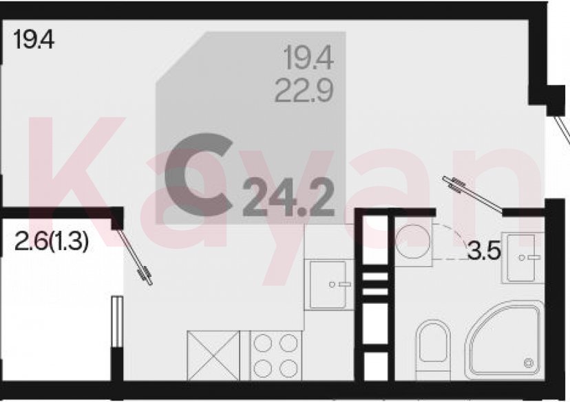 Продажа студии, 22.9 кв.м фото 0 Продажа студии, 22.9 кв.м фото 0