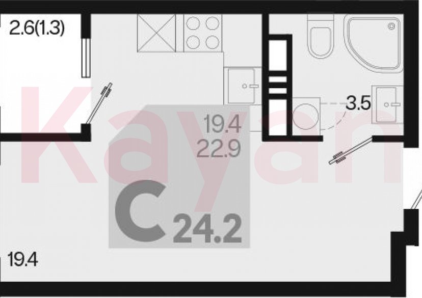 Продажа студии, 22.9 кв.м фото 0