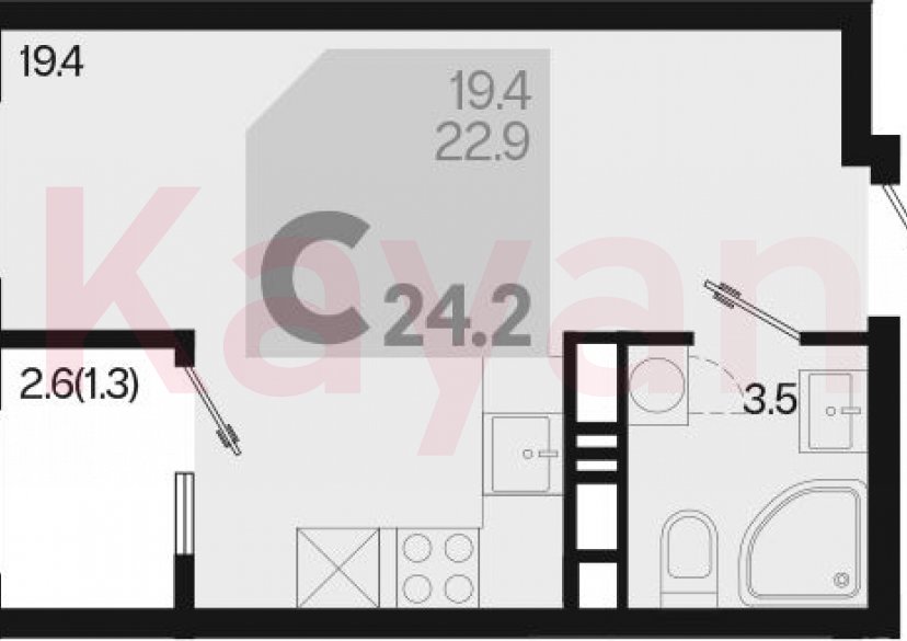 Продажа студии, 22.9 кв.м фото 0
