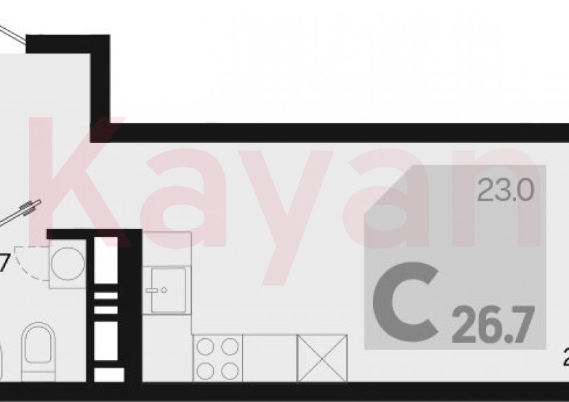Продажа студии, 26.7 кв.м фото 0