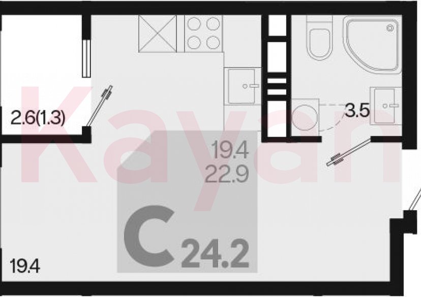 Продажа студии, 22.9 кв.м фото 0