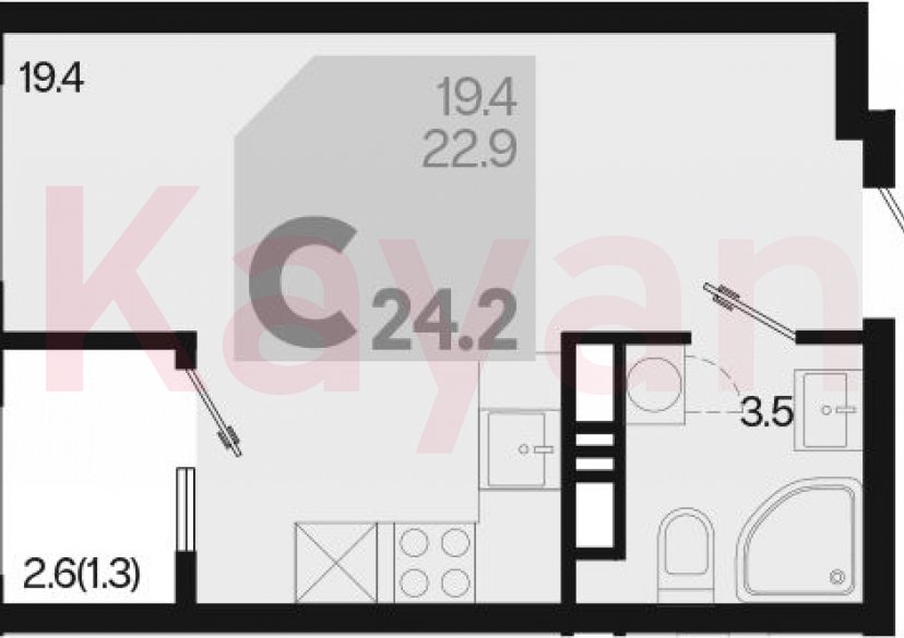 Продажа студии, 22.9 кв.м фото 0