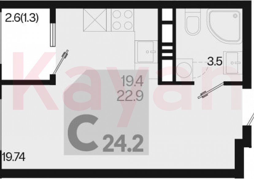 Продажа студии, 22.9 кв.м фото 0