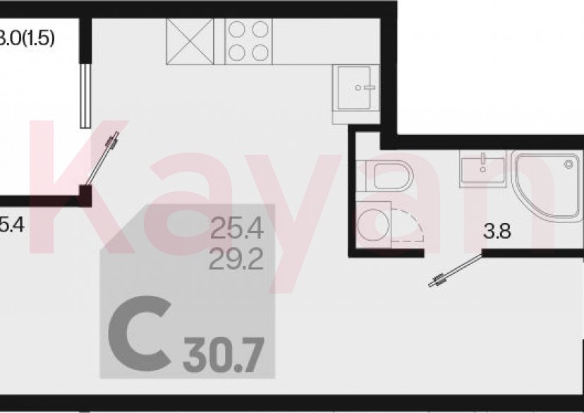 Продажа студии, 29.2 кв.м фото 0 Продажа студии, 29.2 кв.м фото 0
