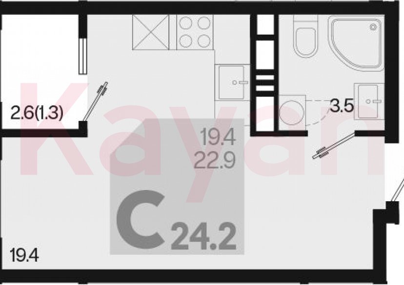 Продажа студии, 22.9 кв.м фото 0