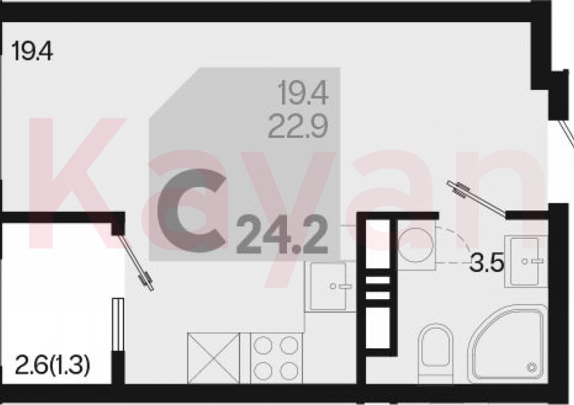 Продажа студии, 22.9 кв.м фото 0
