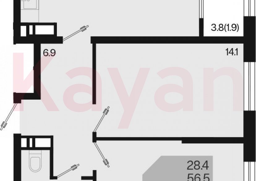 Продажа 3-комн. квартиры, 56.5 кв.м фото 0