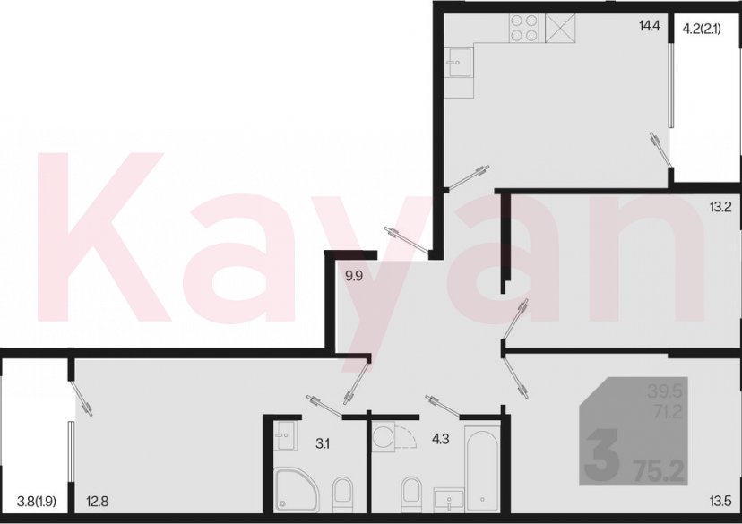 Продажа 3-комн. квартиры, 71.2 кв.м фото 0 Продажа 3-комн. квартиры, 71.2 кв.м фото 0