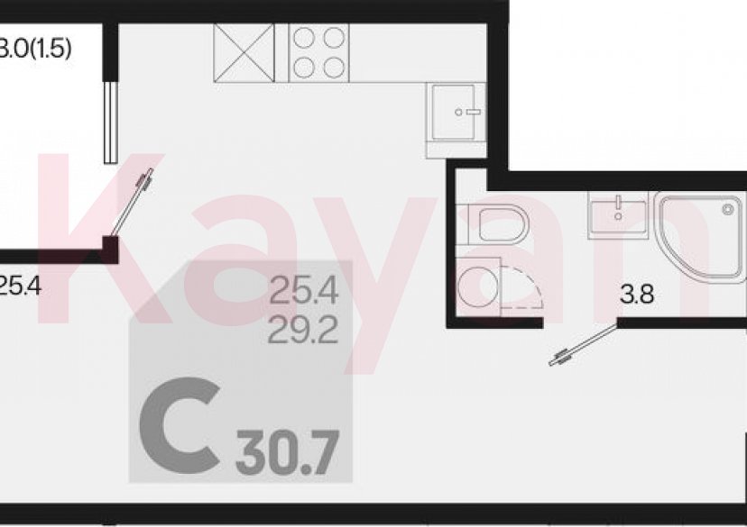 Продажа студии, 29.2 кв.м фото 0