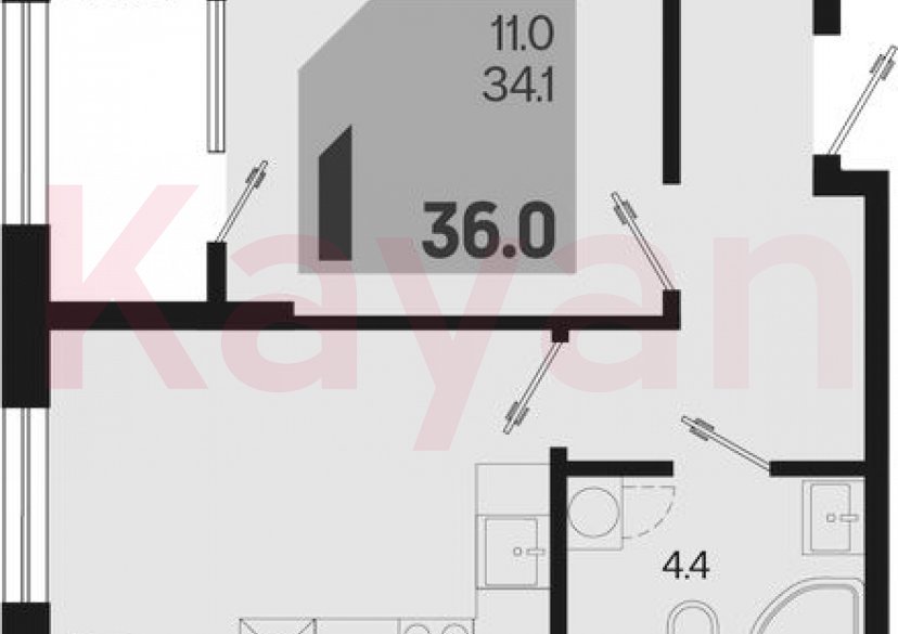 Продажа 1-комн. квартиры, 34.1 кв.м фото 0 Продажа 1-комн. квартиры, 34.1 кв.м фото 0