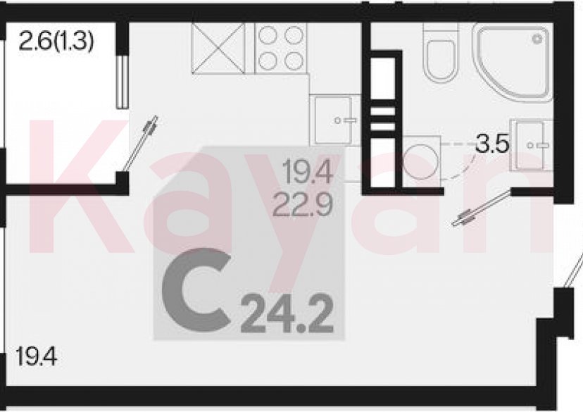 Продажа студии, 22.9 кв.м фото 0