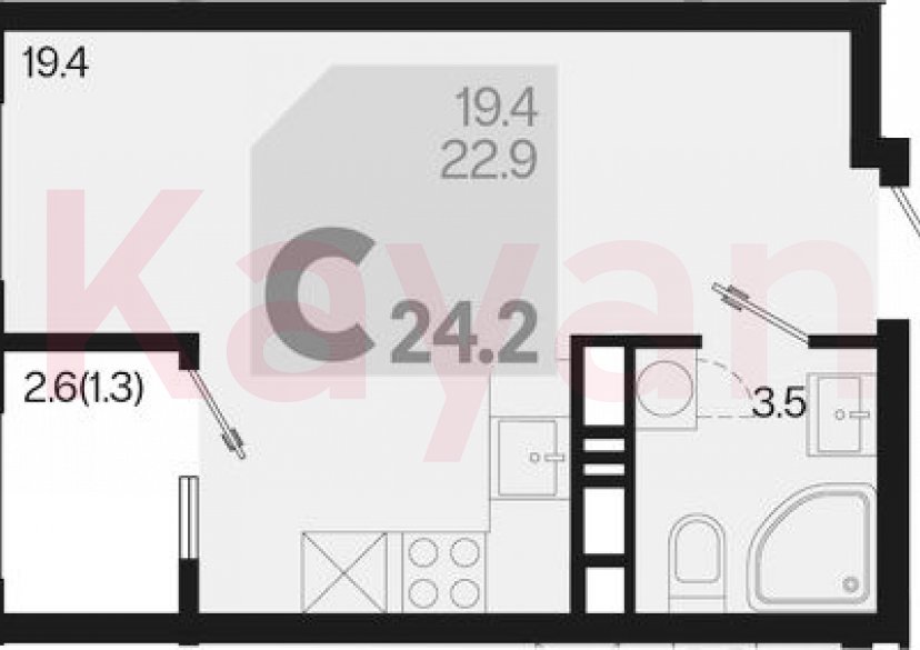 Продажа студии, 22.9 кв.м фото 0