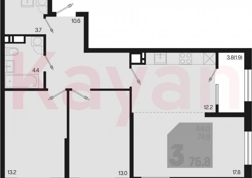 Продажа 3-комн. квартиры, 74.9 кв.м фото 0 Продажа 3-комн. квартиры, 74.9 кв.м фото 0