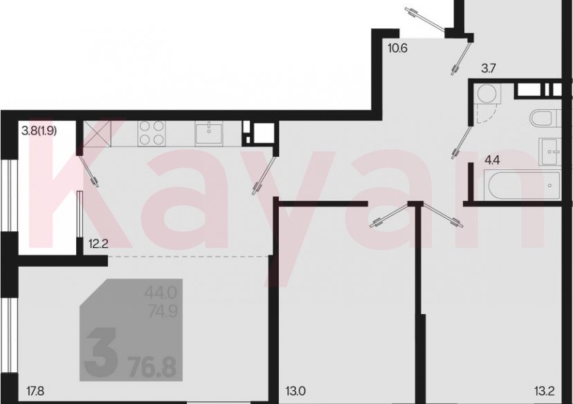 Продажа 3-комн. квартиры, 74.9 кв.м фото 0 Продажа 3-комн. квартиры, 74.9 кв.м фото 0