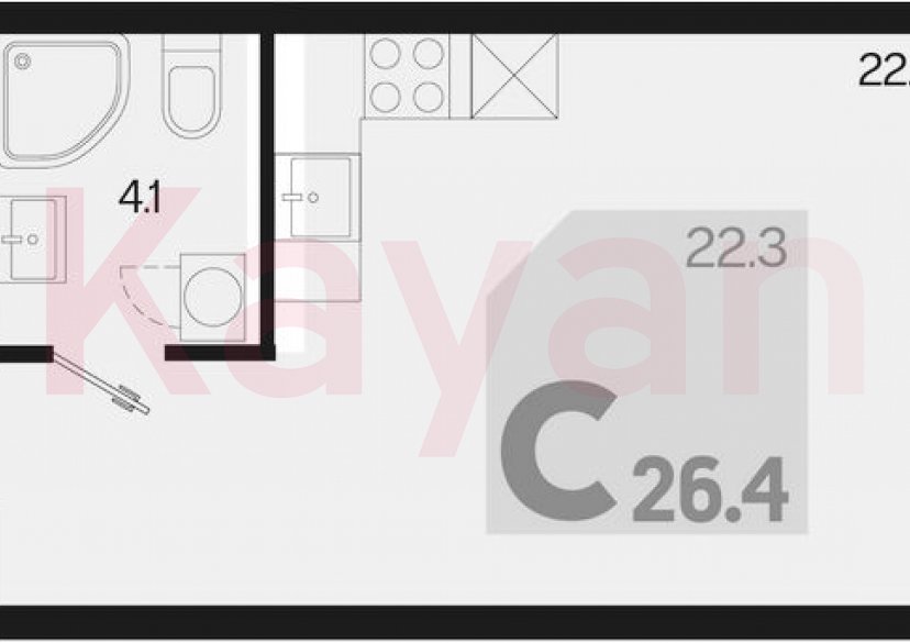 Продажа студии, 26.4 кв.м фото 0
